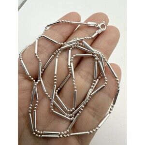SU 925 Italy Sterling Silver Ball Bar Chain Necklace 30”  Nv85